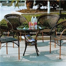 壹彩家具酒店宾馆咖啡厅酒吧阳台户外休闲桌椅套件藤椅批发659