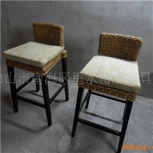 【厂家直销】藤编吧椅，KTV吧椅，实木结构