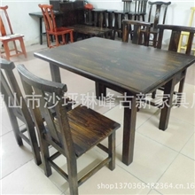 厂家直销餐桌实木松木碳化餐桌火烧餐桌餐厅餐台酒店餐桌