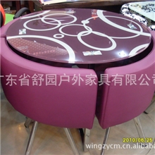 厂销时尚玻璃餐桌椅咖啡台钢化玻璃圆桌实拍4+1五件套