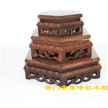 厂方直销红木工艺品鸡翅木套三六角底座