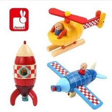 出口法国品牌木制磁性拼装玩具飞机火箭交通工具