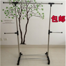 不锈钢单杆折叠伸缩晾衣架晒衣落地升降置地多功能推拉晾衣杆