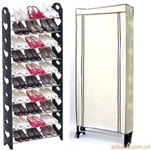 鞋柜批发&mdash;新款多功能十层塑料组合鞋架，简易创意防尘10层鞋架