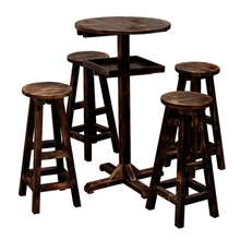 香可纯天然环保防蛀防腐实木碳化木酒吧桌椅吧台椅套件TH-001