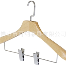 KOUNA厂家直销高档带夹木衣架实木衣架木头衣架榉木衣架