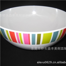 厂家直销优质美耐皿双色帖花大圆碗沙拉碗爆米花碗