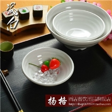 高档仿瓷酒店日式餐具白色螺纹拉面米饭米线碗外贸耐摔塑料大碗