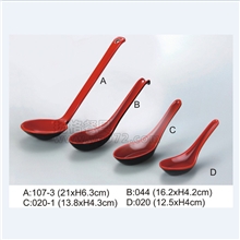 扬格仿瓷餐具现货批发耐摔红黑低档勺子低价出售快餐店小汤勺子