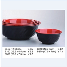 热销黑红仿瓷螺纹碗密胺餐具厂价供应麻辣烫云吞拉面碗批发直销