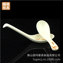 秋草餐具勺子批发日式翘尾汤勺密胺美耐皿塑料汤匙仿瓷勺子调羹