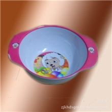 厂家低价供应宝宝用的仿瓷双耳碗儿童美耐皿密胺餐具