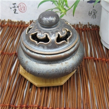 车载香炉佛堂居室小香炉香炉家居饰品复古陶瓷莲花盘香铜熏佛具