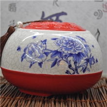 陶瓷茶叶罐红色茶叶罐花开富贵牡丹茶叶罐密封罐储藏罐