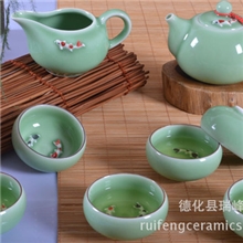 龙泉青瓷厂家批发彩鲤10头茶具套装全国唯一最正宗高品质