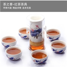 特价功夫茶具耐热红茶玻璃陶瓷青花瓷普洱茶红茶茶具套装功夫茶具