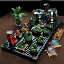 厂家直销冰裂紫砂功夫茶具礼品套装陶瓷茶具茶盘套装实木茶盘