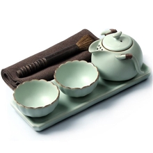 汝瓷茶具粉青/个人办公茶具富足汝窑小茶盘套装汝窑批发