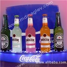 供应亚克力发光POP瓶座设计加工可雕刻丝印LOGO广告语