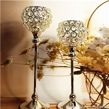 晶钻水晶台式烛台高脚烛台灯笼式水晶蜡烛座水晶烛台摆件