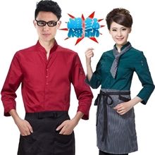 酒店工作服高档秋冬长袖餐饮茶楼饭店制服中餐厅服务员工服