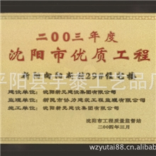 厂家热销铜砂金冻水晶胶花框奖牌证书奖牌300X400MM