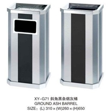 GPX-019不锈钢斜角黑条靠墙烟灰桶酒店果皮箱条纹拼接黑色