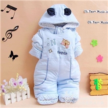 时尚小熊冬款宝宝棉衣连体哈衣宝宝外出服婴儿保暖外套