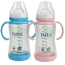 批发TUTU爱婴缔双层防爆防摔玻璃奶瓶宝宝婴儿必备0166/0038