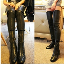欧洲站新款高筒过膝女长靴女王款前拉链瘦腿菱格高跟弹力靴批发
