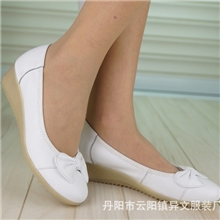 厂家供应护士鞋蝴蝶结护士鞋牛皮护士鞋白色真皮护士鞋