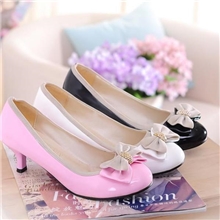 厂家直销2011蝴蝶结烫钻中跟漆皮女单鞋女鞋批发1713