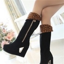 欧美时尚性感长靴潮流防水台内增高侧拉梁女鞋一件代发