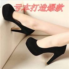 特价2013新款韩国公主女鞋韩版圆头粗跟鞋绒面防水台高跟鞋单鞋