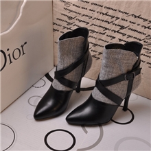 一件代发杨幂同款牛皮拼接时尚高跟女短靴网店代理A321