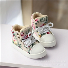 2013秋新款韩版男女童中帮花朵个性帆布鞋棉鞋童鞋批发
