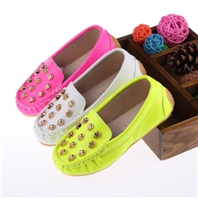 13秋季新款骷髅头铆钉男童皮鞋女童鞋公主单鞋儿童豆豆鞋休闲鞋