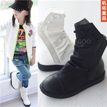 童鞋批发一件代发2013秋款新款女童靴子女童柳钉棉靴中筒靴皮靴