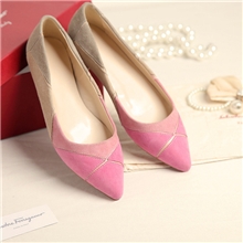 欧美RV尖嘴平底鞋色拼接夏季单鞋女磨平跟砂羊皮鞋时尚休闲鞋