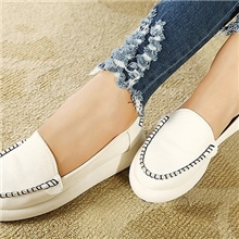 上脚超舒适时尚圆头车缝线PU底厚底坡跟单鞋松糕鞋厚底鞋5930