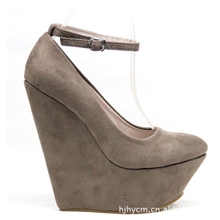 2013新款单鞋欧美明星款一字扣绒面防水台坡跟女鞋夜店鞋3039