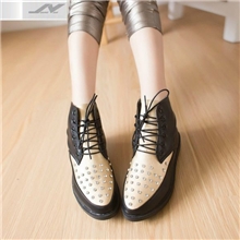 2013新款秋冬女鞋系带带钻尖头短靴批发厚底松糕机车靴靴子代理