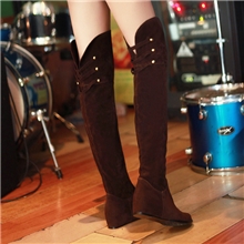 2013秋冬新款欧美风时尚过膝长筒靴圆头磨砂铆钉内增高长靴女靴