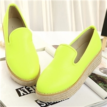 批发一件代发日韩系荧光色圆头松糕厚底单鞋女鞋子