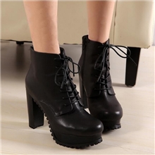 一件代发品牌女靴真皮高粗跟短靴皮鞋马丁靴中筒机车靴批发