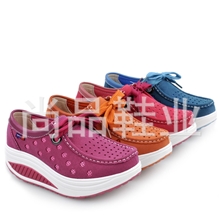 一件代发12新款VIVI杂志真牛皮透气镂空女松糕摇摇鞋健康单鞋