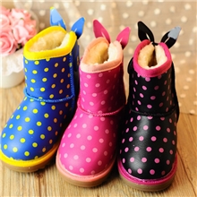 批发冬季新款小兔圆点加厚棉鞋棉靴雪地靴皮靴男女童鞋中童鞋
