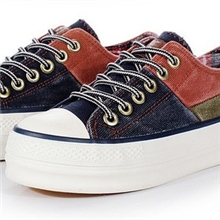 2013新款韩版帆布鞋时尚女鞋牛筋底拼色松糕底帆布批发