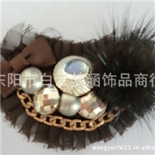 厂家直销新款鞋花女鞋鞋花纯手工鞋花纽扣+链条鞋花