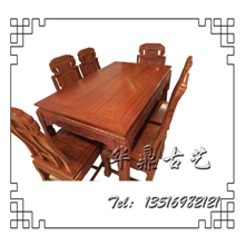 厂家直销红木家具东阳木雕象头餐桌非洲花梨木餐桌七件套